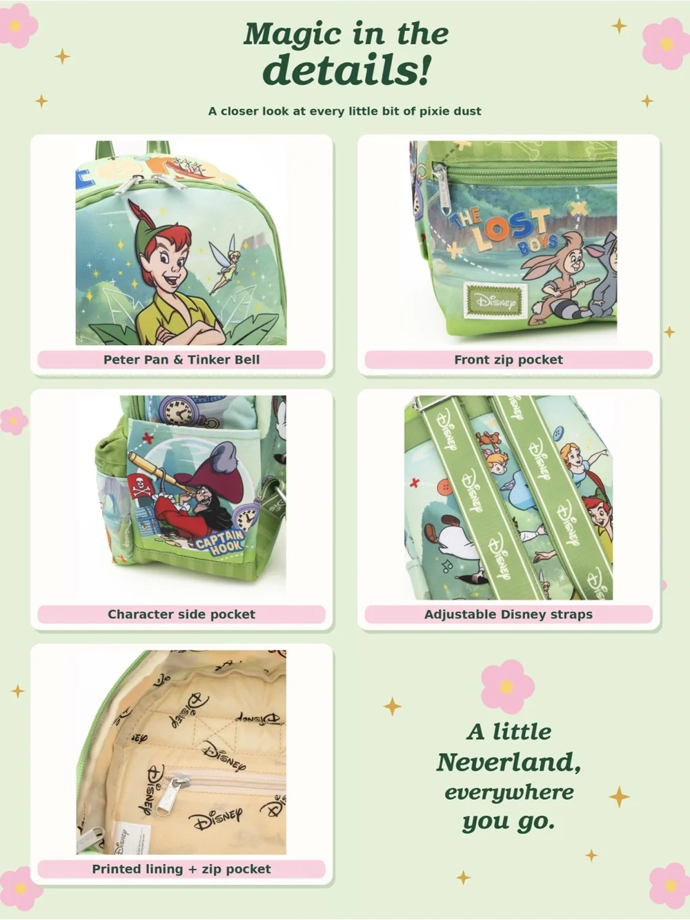 Disney Peter Pan Tinkerbell Disneybound Backpack & Ears Set